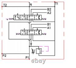 1x Valve de commande directionnelle hydraulique à 2 bobines flottantes 11gpm 40L kit de câble