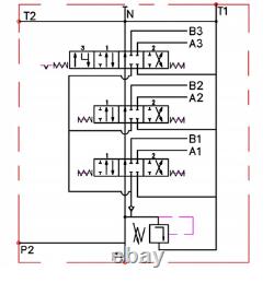 1x Vannes de contrôle directionnel hydraulique flottantes à 3 spool 2x DA Double 80L 21 gpm
