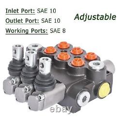 3 Soupape 13GPM Vanne de contrôle directionnelle hydraulique, 3600PSI Ports SAE Double A