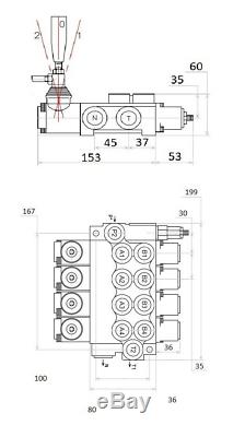4 Spool Directionnelle Hydraulique Vanne De Régulation 11gpm, Double Effet Cylindre 40 L