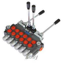 6 Soupape de commande directionnelle de rétrocaveuse hydraulique à 6 bobines 11 GPM avec 2 joysticks