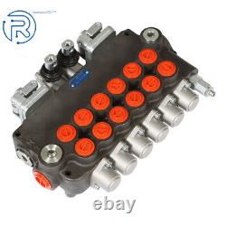 Soupape de commande directionnelle de rétrocaveuse hydraulique à 6 tiroirs, débit de 21 GPM avec joysticks, ports SAE.