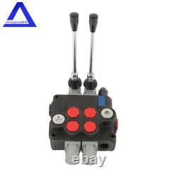 Soupape de commande directionnelle hydraulique à 2 tiroirs, 32 GPM, double effet, centre ouvert