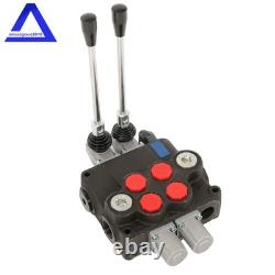 Soupape de commande directionnelle hydraulique à 2 tiroirs, 32 GPM, double effet, centre ouvert