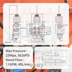 Soupape de commande hydraulique avec joystick avec flotteur, 2 tiroirs, direction hydraulique 11 GPM