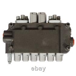 Valve de commande directionnelle hydraulique SAE à 6 tiroirs, 21 GPM, 3625 PSI, avec 2 joysticks