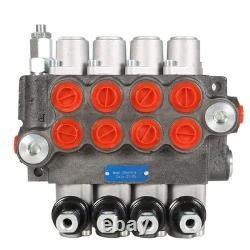 Valve de commande directionnelle hydraulique à 4 tiroirs 11 GPM BSPP avec bouchon de conversion