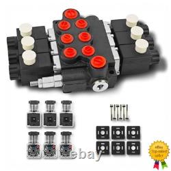 Valve de commande hydraulique à solénoïde à 3 tiroirs, 12 V CC, double effet, 13 GPM, 3600 PSI
