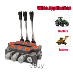 Valve de commande hydraulique directionnelle à 3 tiroirs, 25 GPM, pour chargeur de tracteur, double effet