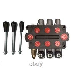 Valve de commande hydraulique directionnelle à 3 tiroirs, 25 GPM, pour chargeur de tracteur, double effet