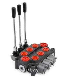 Valve de commande hydraulique directionnelle à 3 tiroirs, 25 GPM, pour chargeur de tracteur, double effet