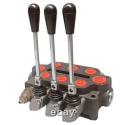 Valve de commande hydraulique directionnelle à 3 tiroirs, 25 GPM, pour chargeur de tracteur, double effet
