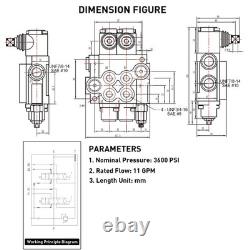 Vanne de Contrôle Directionnel Hydraulique à 2 Spools, 11GPM Ports SAE Chargeur de Tracteur V