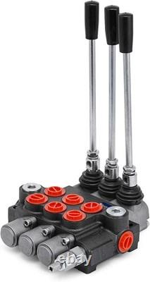 Vanne de commande hydraulique à 3 tiroirs, vanne de commande directionnelle hydraulique double 11 GPM