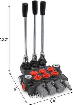 Vanne de commande hydraulique à 3 tiroirs, vanne de commande directionnelle hydraulique double 11 GPM