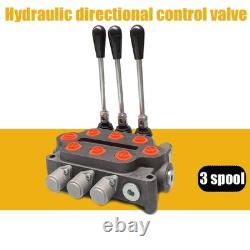 Vanne de contrôle directionnel hydraulique à 3 bobines 25 GPM pour vérin à double effet