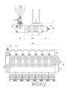 Vanne de contrôle directionnel hydraulique à 7 bobines 11 gpm 40L Cylindre à double effet DA