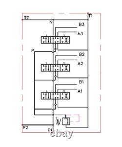 Vanne de contrôle directionnel hydraulique pour excavatrice avec 2 joysticks, 6 distributeurs, 21 GPM