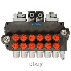 Vanne de contrôle directionnelle hydraulique de pelle rétrocaveuse à 6 tiroirs, 21 GPM, avec joysticks